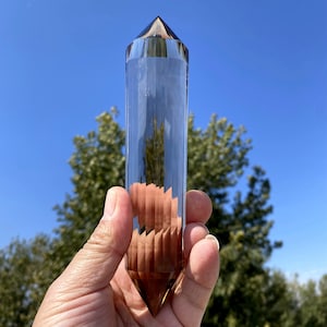 18 cm Natürliche Klare Rauchquarz Kristall Punkte/Top Qualität Himalaya Tibetischen 24-seitigen Doppelender Vogel Zauberstab/Reiki Heilstein Geschenk