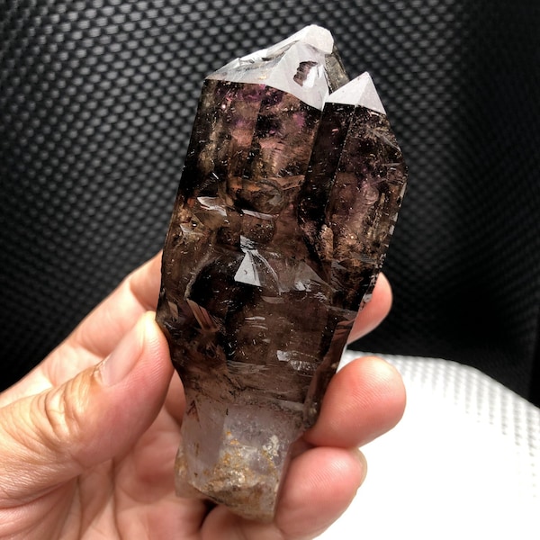 Smoky Amethyst Scepter Quartz Specimen,Super Seven RARE Raw/Rough Smoky Purple Elestial Quartz,Alligator/Crocodile Quartz Companion crystals