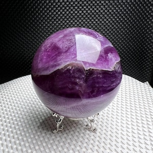 3.58&quot;Natural Rainbow Fluorite Large Ball,TOP Quality Polished Purple Green Fluorite Sphere,Meditate Crystal Big Ball,Reiki Heal Crystal Gift