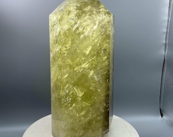 24.6LB Natural Smoky Citrine Quartz Crystal Large Point, Rainbow Inclusion,Huge Polished Tower Free Stand,Big Crystal Point Collection Gift