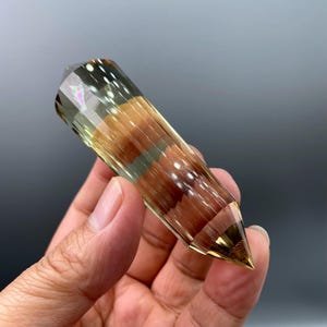 3.82&quot; Polished Clear Citrine Quartz Points Himalayan Natural Tibetan Rainbow Crystal/24 Sided Double Terminated Vogel Wand/Reiki Heal Stick