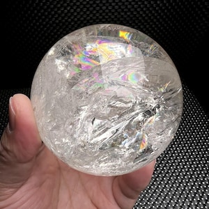 3.39&quot;Natural White Clear Quartz Crystal Ball, Tibetan Himalayan Stunning Rainbow Crystal Sphere,High Quality Quartz,Meditate,Crystal Decor