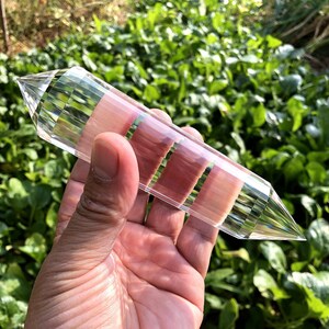 6.26&quot;Natural Clear Quartz Crystal Point/Himalayan Tibetan High Altitude Perfect 36 Sided Double Terminated Vogel Wand/Reiki Healing Stick