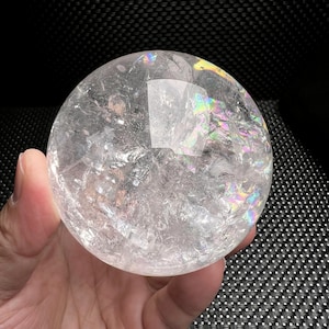 3.19&quot;Natural White Clear Quartz Crystal Ball, Tibetan Himalayan Stunning Rainbow Crystal Sphere,High Quality Quartz,Meditate,Crystal Decor