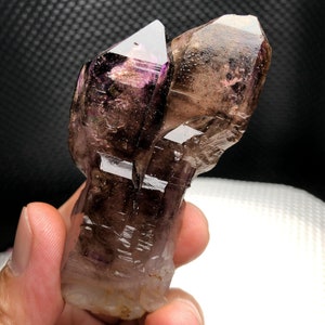 Smoky Amethyst Scepter Enhydro Quartz,Super Seven RARE Raw/Rough Smoky Purple Elestial Quartz,Alligator/Crocodile/Fenster Skeleton Crystal