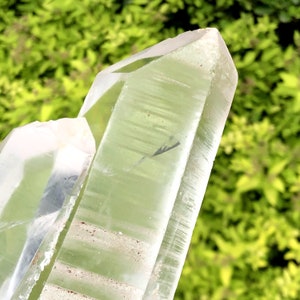 8.86&quot;Natural Clear Lemurian Seed Quartz Crystal/Amazing Rough Unpolished Quartz Point/Companion crystals/Record KEEPERS/Linear Ridges/Brazil