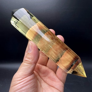 17,5 cm Natürliche Große Citrin Rauchquarz Spitze/Big Poliert Himalaya Tibetischen 24-seitige Doppelender Vogel Wand Geschenk/Vermögen Quarz Vogel