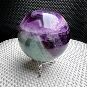 3.27&quot;Natural Rainbow Fluorite Large Ball,TOP Quality Polished Purple Green Fluorite Sphere,Meditate Crystal Big Ball,Reiki Heal Crystal Gift