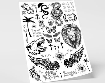 Temporäre Tattoos - Fake Tattoo Set “Classic Unisex” A4