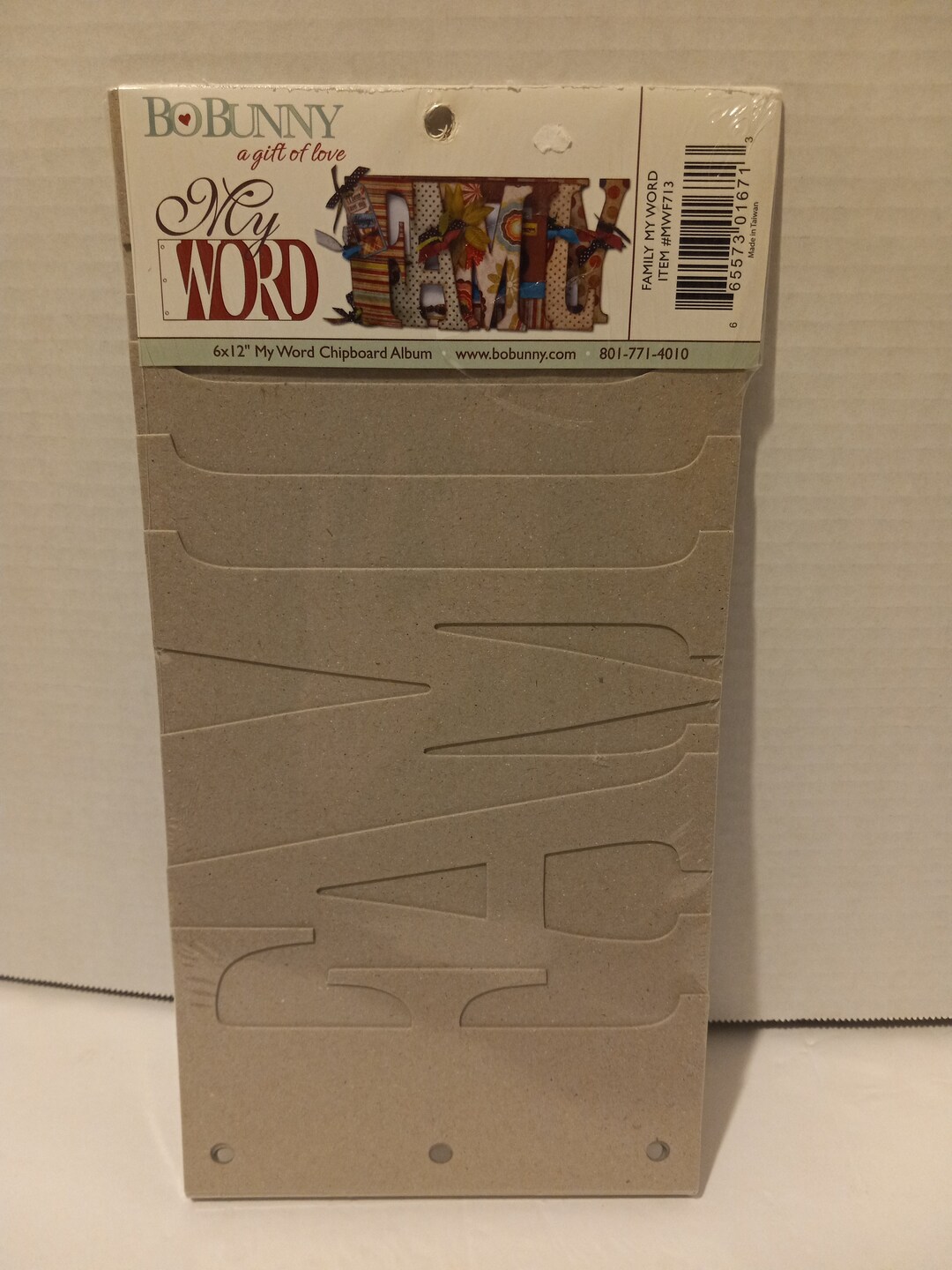 Bo Bunny My Word Family Word Album, Word Chipboard Album, 6x12 Chipboard Word Scrapbook, 3 Ring