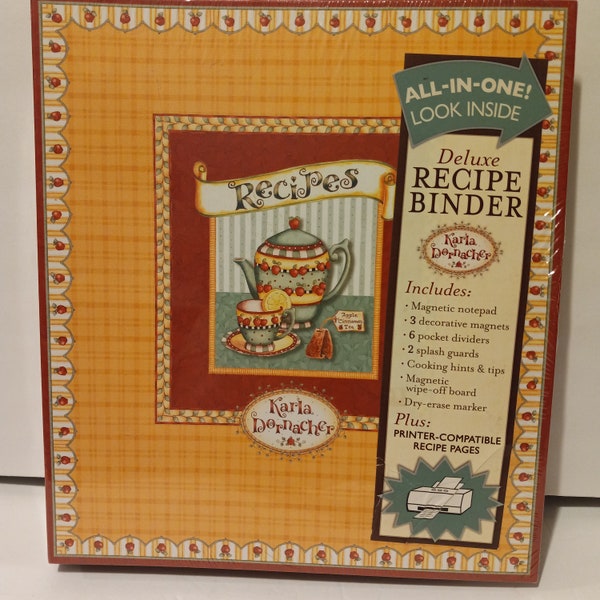 Karla Dornacher Deluxe Recipe Binder, Magnetic Notepad, Decorative Magnets Binder