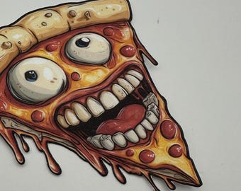 Crazy Pizza Die Cut Water Resistant Vinyl Water Bottle Laptop Stickers