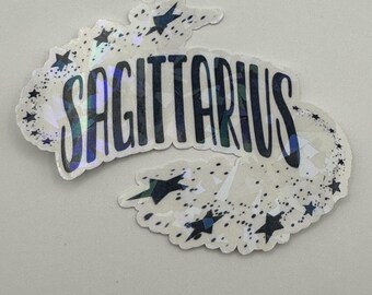 Sagittarius Logo Holographic Die Cut Water Resistant Vinyl Water Bottle Laptop Stickers