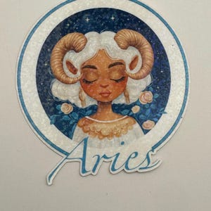 Pegatinas de vinilo troqueladas holográficas resistentes al agua para botellas de agua y portátiles de Aries