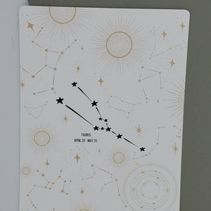 Stier, Horoscoop Zodiac Constellation Journaling Card, cardstock