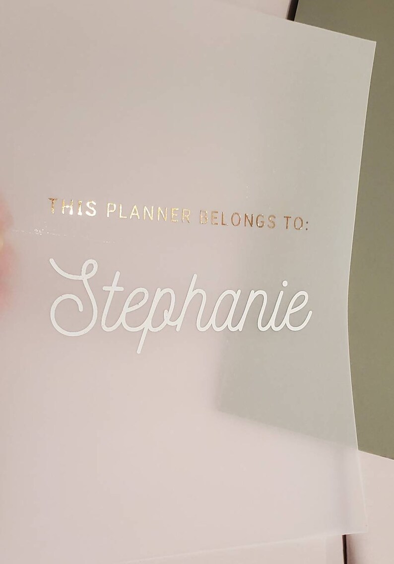 Custom Foiled Name Vellum Dashboard Planner Insert Etsy