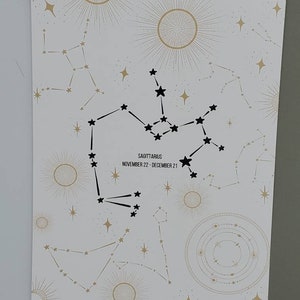 Boogschutter, Horoscoop Zodiac Constellation Journaling Card, cardstock
