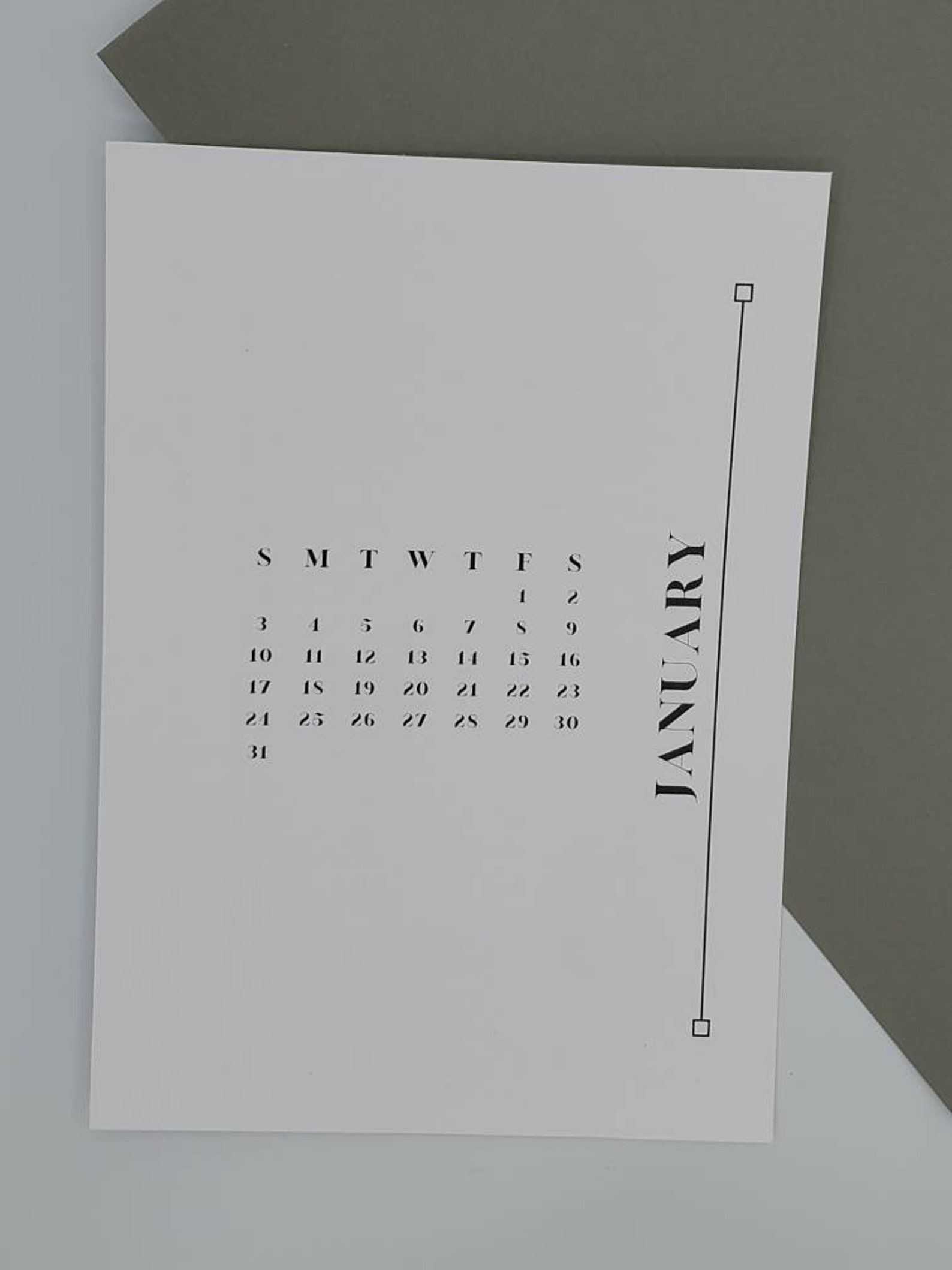 January Minimalist Calendar With Selfcare Goals, Cardstock Etsy