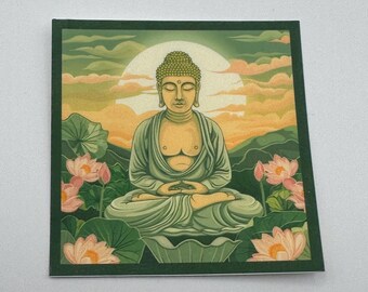 Peaceful Buddha Lotus Garden Die Cut Water Resistant Vinyl Water Bottle Laptop Stickers