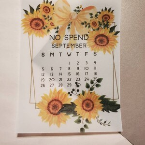 September Sunflower No Spend Tracker Vellum Planner Dashboard Insert
