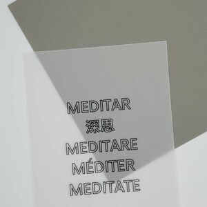 Vellum dashboard insert Spanish Chinese Italian French quote meditate