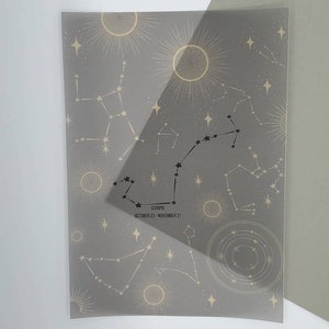Scorpio, Horoscope Zodiac Constellation, beige stars, vellum