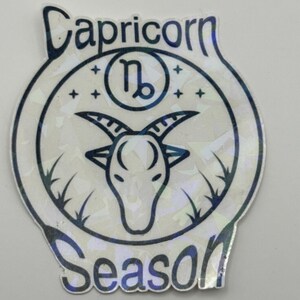 Pegatinas holográficas troqueladas con el logotipo de Capricornio para botellas de agua, portátiles y vinilos resistentes al agua