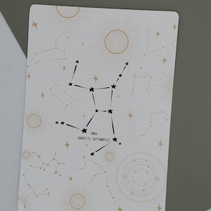 Maagd, Horoscoop Zodiac Constellation Journaling Card, cardstock