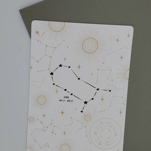 Tweelingen, Horoscoop Zodiac Constellation Journaling Card, cardstock