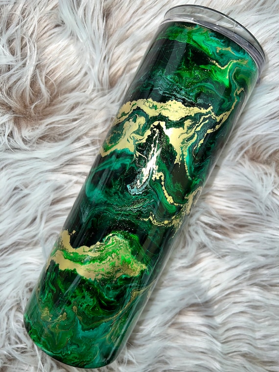 Green Alcohol Ink Tumbler Alcohol Ink Tumbler 20 Oz Tumbler Green Ink  Tumbler 