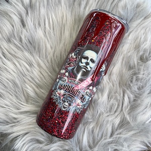 Michael Myers tumbler- Halloween tumbler- Fake blood drip