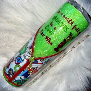 Grinch zipper tumbler- Christmas tumbler- 30 oz tumbler- Grinch Tumbler