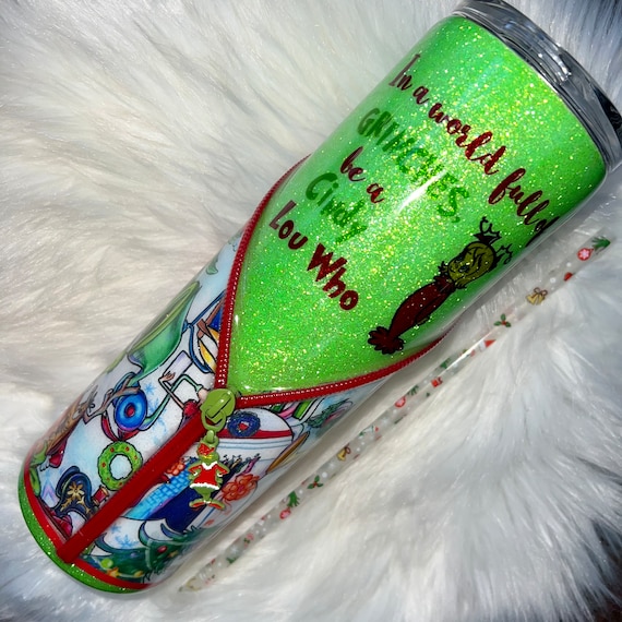 Grinch zipper tumbler- Christmas tumbler- 30 oz tumbler- Grinch Tumbler