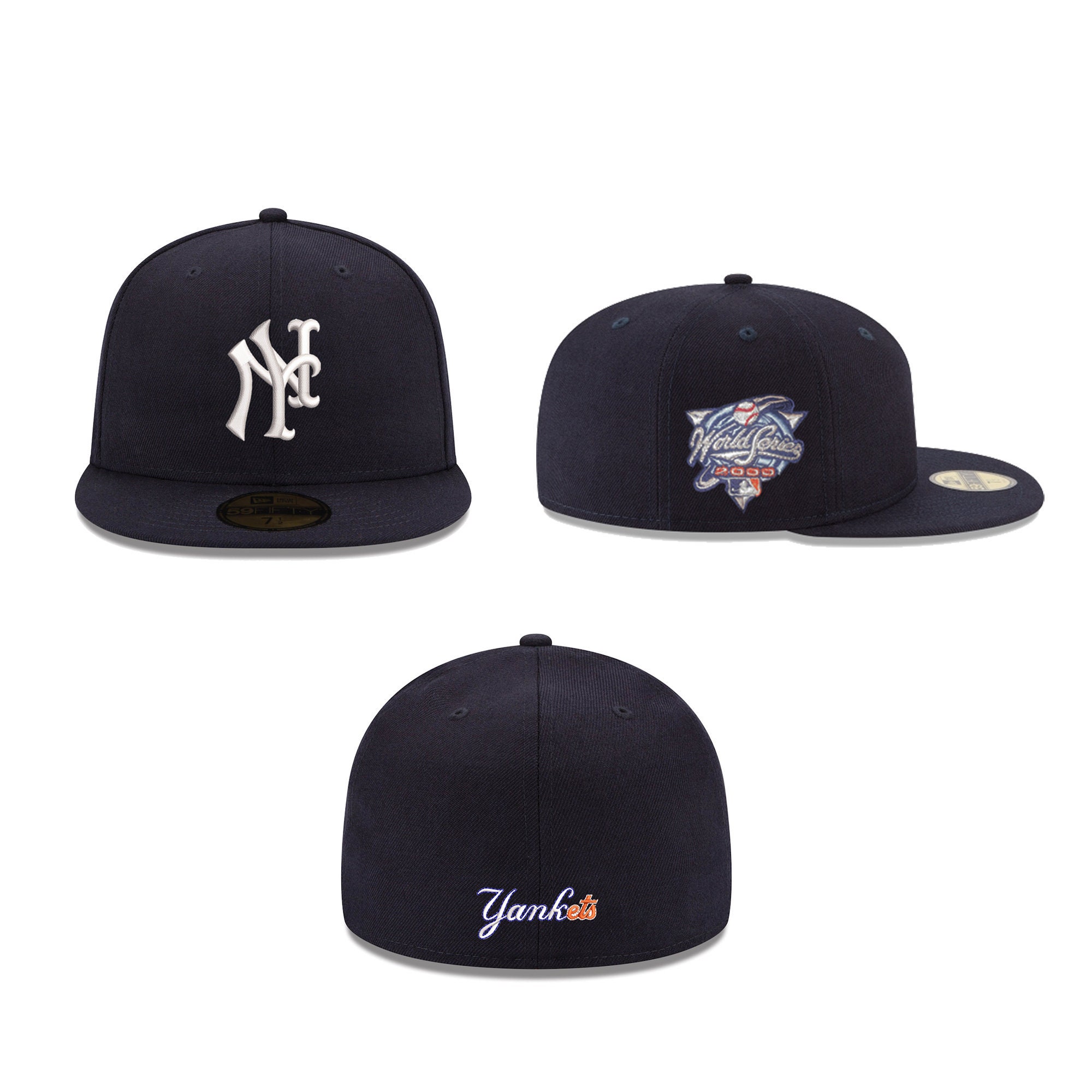 split yankees mets hat