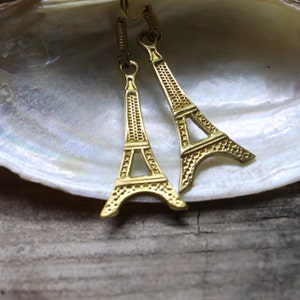 Tiny Eiffel Tower Earrings,  Eiffel Tower Earring, Bohemian Earrings, Gift For her, Gift idea, Golden Color, Travel Earring