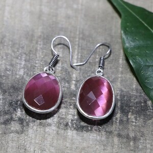 Handmade Rose Quartz Earrings, Handmade Silver Plated Rose Quartz Earrings, Bohemian Earrings, Gift for her
