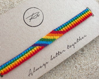 HandMade Friendship Bracelet, Woven Friendship Bracelet, Rainbow Cotton Bracelet, Hippie, Unisex, Jewelry, Pride, Gay, LGBTQ, Love Bracelet