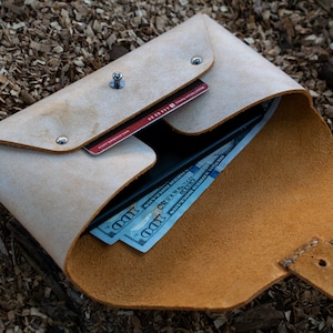 Cartera de sobre de efectivo, cartera de sobre de cuero, sobre de dinero, cartera de sobre personalizada, titular de pasaporte, regalo para la madre