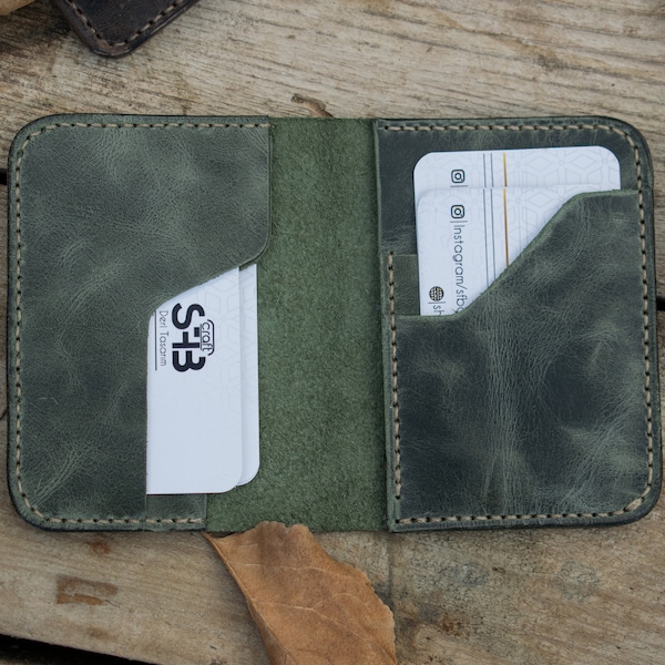 Vertical Leather Wallet, Leather Card Holder, Engraved Bifold Wallet, Leather Cash Wallet, Personalized Gift For Him, Father's day gift