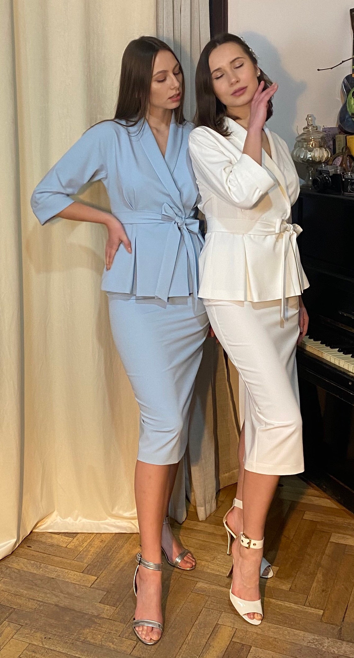 white skirt suit for wedding