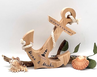 Anchor wood, decoration, maritime, summer, wedding gift, confirmation, guest book