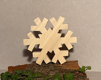 Snowflakes 17 cm made of wood, Christmas decoration
