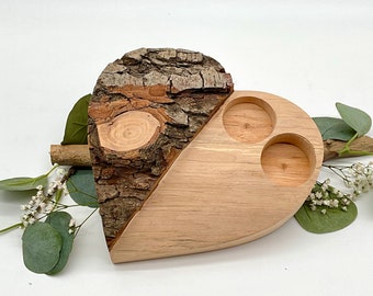 Anillo corazón 18 cm, madera maciza, boda, regalo, cojín de anillo