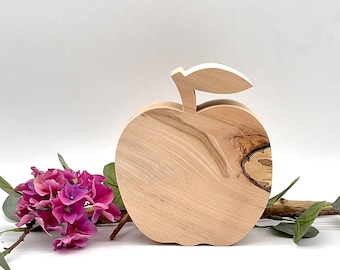 Apfel 18 cm aus Holz, Deko, Geschenk Familie Und Freundin