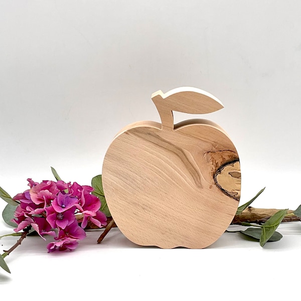 Apfel 18 cm aus Holz, Deko, Geschenk Familie Und Freundin