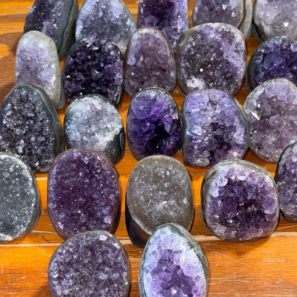 Beautiful Polished Sparkly Amethyst Clusters Self Standing With Geode Pocket (Small, Medium, Large) With Video! Lots of color!
