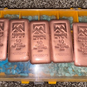 Frontier Mint 10 oz .999 Copper Bars Sequential Serial Numbers Collector Bullion Precious Metal Unique Gift Present Handmade Collectible New