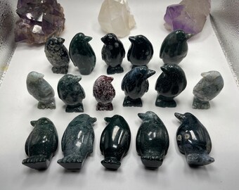 彫刻された苔瑪瑙のペンギン - Etsy 日本