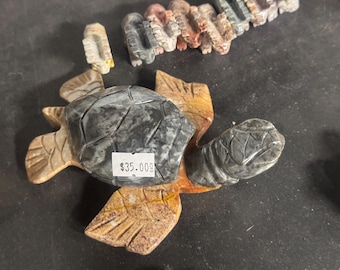 Large 5” Hand Carved Soapstone Sea Turtle With Video Home Decor Office Gift Collector Crystals Natural Healing