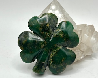 New Batch Carved Four Leaf Clovers Made Of EMERALD And Gemmy Green Aventurine! St Patrick's Day Gift Unique Present Office Home Decor Clover
